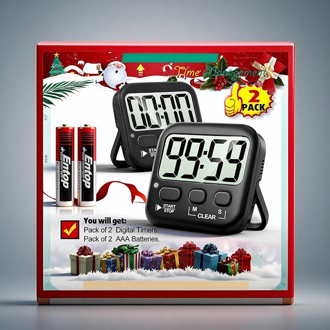 Antonki 2 Pack Digital Timer for Kids, Magnetic Countdown Kitchen Timers for - Image 9