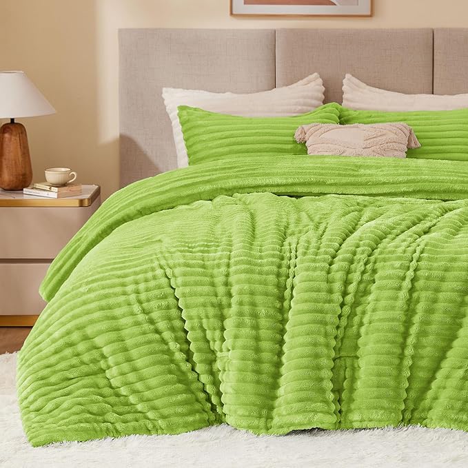 BEDELITE Fleece Queen Comforter Set -Super Soft & Warm Fluffy Dark Citron by BEDELITE
