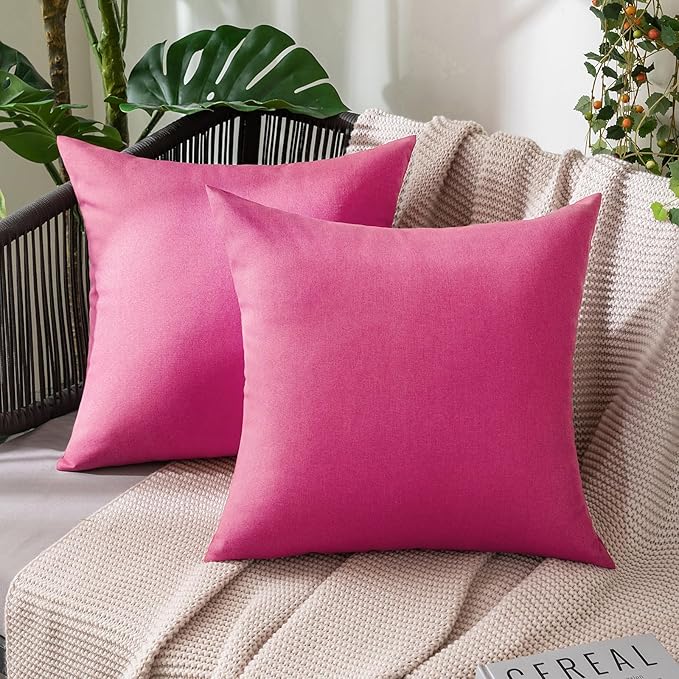 MIULEE Pack of 2 Decorative Outdoor Solid Waterproof Throw Pillow Covers Faux by MIULEE