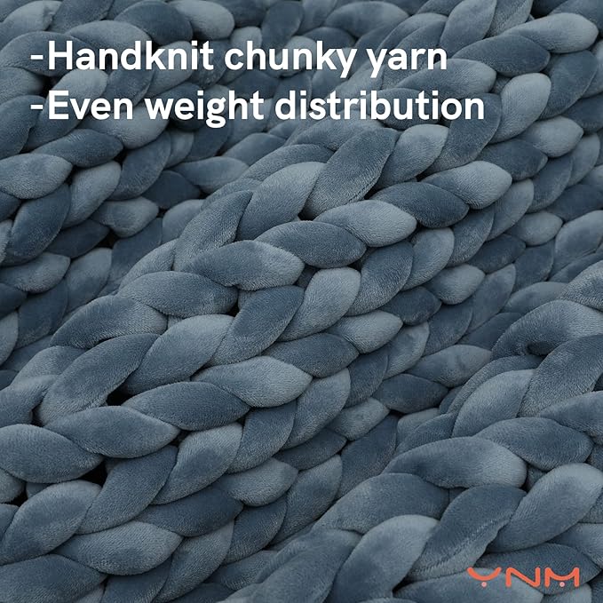 YnM Velvet Weighted Blanket, Handmade Chunky Knitted Design, Soft and Cozy - Image 2