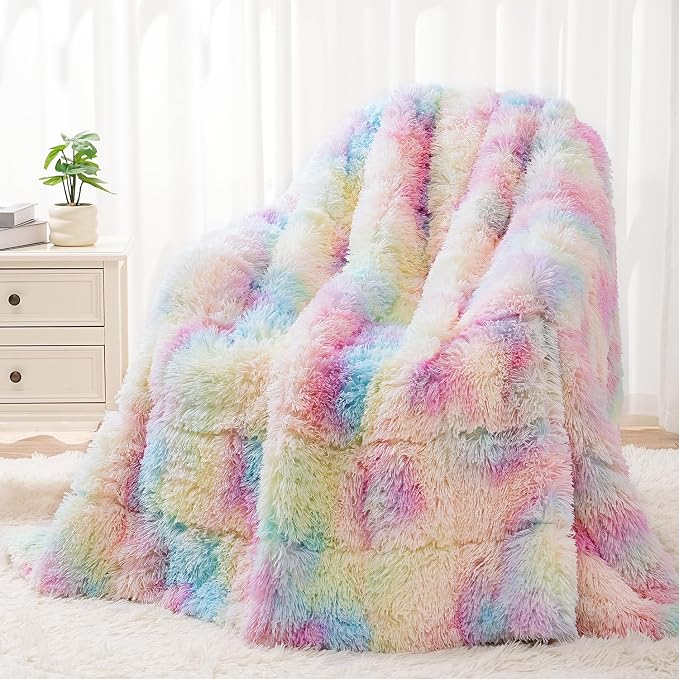 Wemore Shaggy Long Fur Faux Fur Weighted Blanket, Cozy and Fluffy Plush Sherpa by WemoreDirect