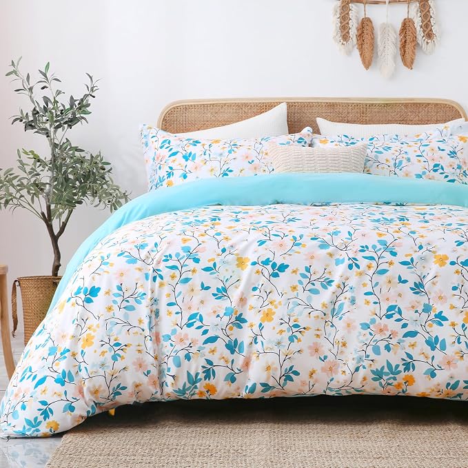 LONAVA King Botaincal 3 Pcs Duvet Cover Set, Breathable Soft Microfiber Sky by LONAVA