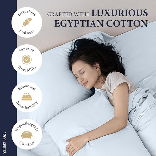 100% Egyptian Cotton Queen Pillow Cases Set of 2 - Image 2
