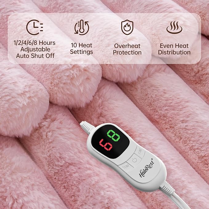 Heated Throw Blanket, Faux Fur Cozy Heating Blanket - Image 3