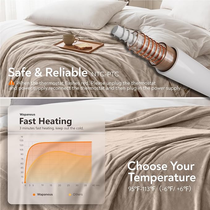 Wapaneus Foot Pocket Heated Blanket Electric Throw - Image 4