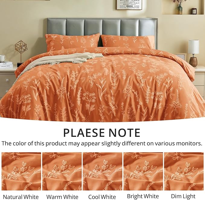 MUXHOMO Duvet Cover King Size, Reversible Floral Caramel Duvet Cover Set - Image 6