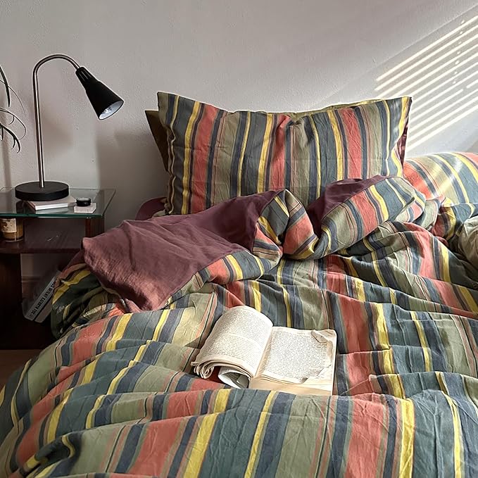 mixinni Vintage Striped Duvet Cover Set Full Size - Image 2