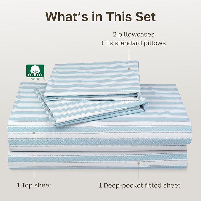 California Design Den Soft 100% Cotton Sheets Full Size Set, 400 TC Good - Image 4