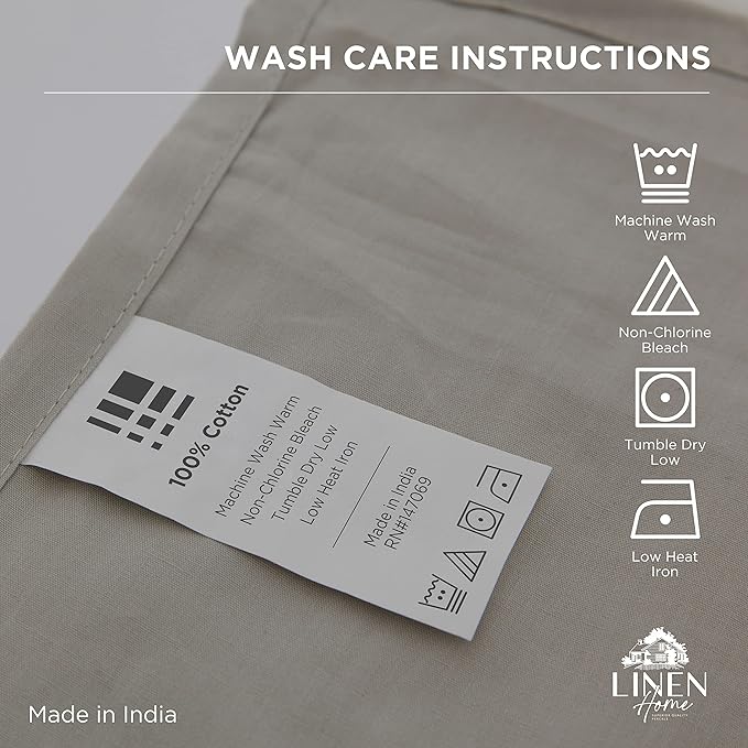 Linen Home 100% Cotton Percale 1 Flat Sheet, Twin Size - Image 4