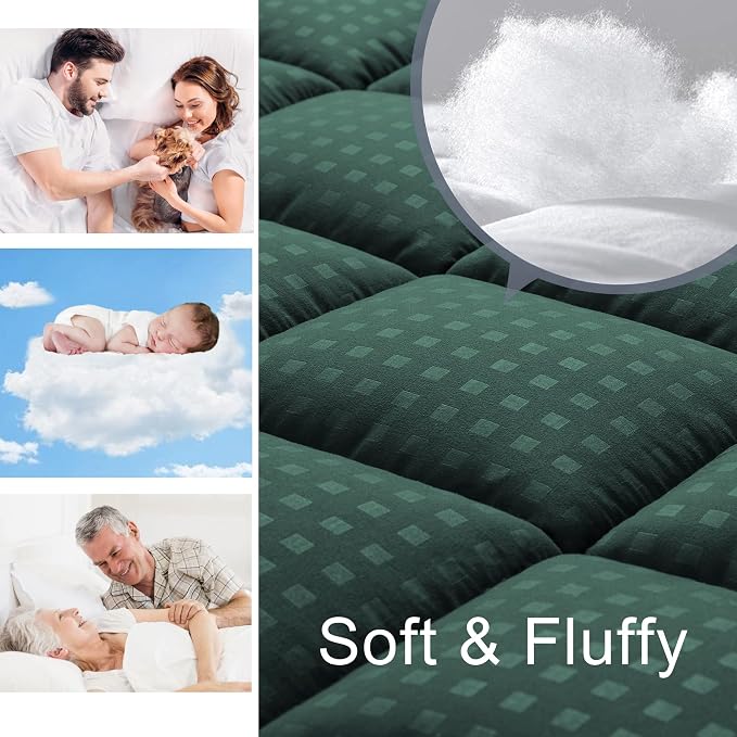 HYLEORY Twin Mattress Pad Quilted Fitted Mattress Protector Cooling Pillow Top - Image 3