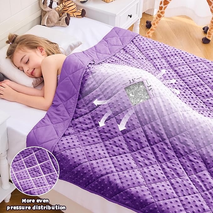 Purple Weighted Blanket Kids 10lbs, Twin Size Breathable Cooling Minky Heavy - Image 3