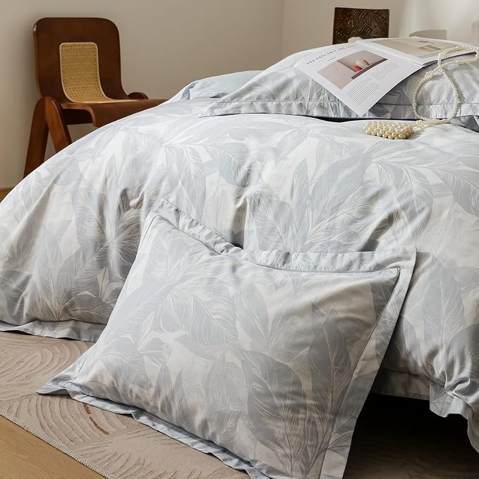 OAITE Duvet Cover Set Queen Size Floral Pattern Ultra Soft 100% Cotton Duvet - Image 4
