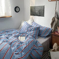 mixinni Vintage Striped Blue Duvet Cover Twin XL by mixinni