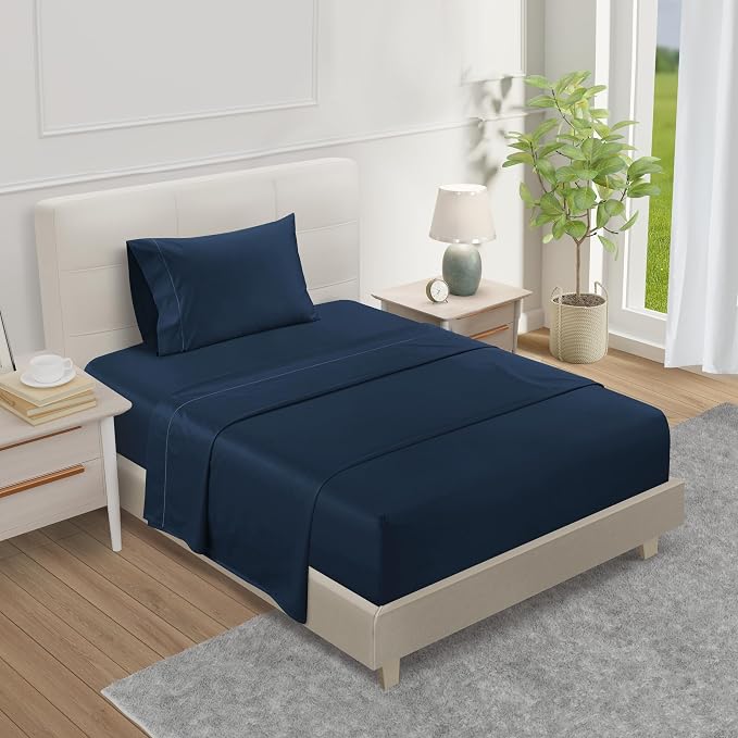 100% Egyptian Cotton Sateen Weave 3PC Twin Sheets Set by CHATEAUHOMECOLLECTION