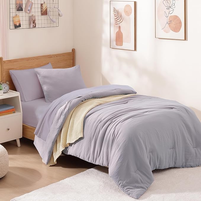 WRENSONGE Twin Comforter Set- 5 Pieces Lilac Twin Bed in a Bag, All Season Twin - Image 2