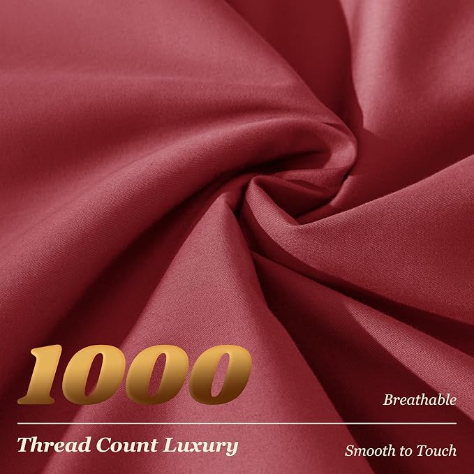 LBRO2M 100% Cotton Sheets Set Deep Pocket 19", 1000 Thread Count California - Image 4