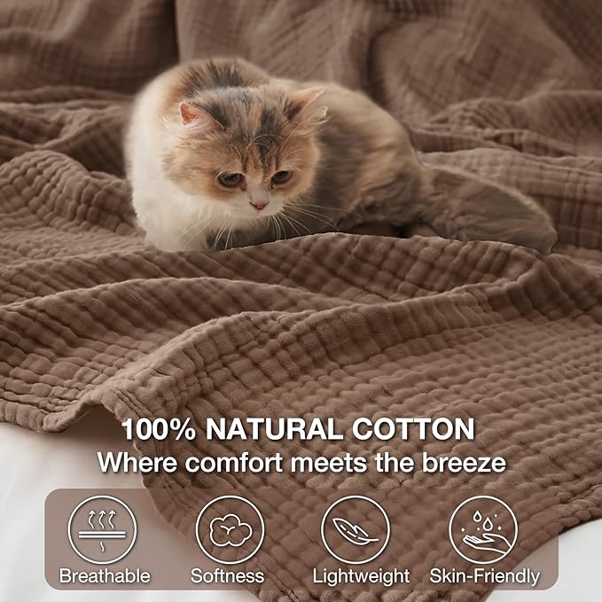 100% Cotton Muslin Blanket Twin 60" x 80", Breathable and Lightweight Cotton - Image 4