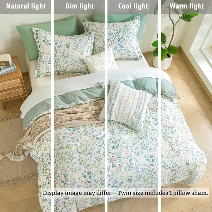 LEMIROE Floral Cotton Comforter Twin Size - Image 6