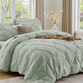 Sasttie Queen Comforter Set, 7-Piece Bed in a Bag, Pintuck Bedding Set by SASTTIE