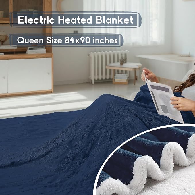 Heated Blanket Electric Blanket Queen Size 84''x90'' - Image 2