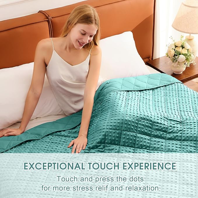 Teal Weighted Blanket for Adults 20lbs, Twin Full Size Cooling Minky Heavy - Image 3