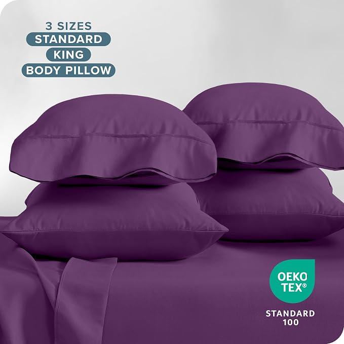 Bare Home Microfiber Plum King Pillowcases - Image 6