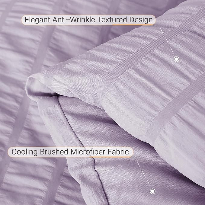 MUXHOMO 7 Pieces King Comforter Set, Seersucker Bed in a Bag King Size - Image 6