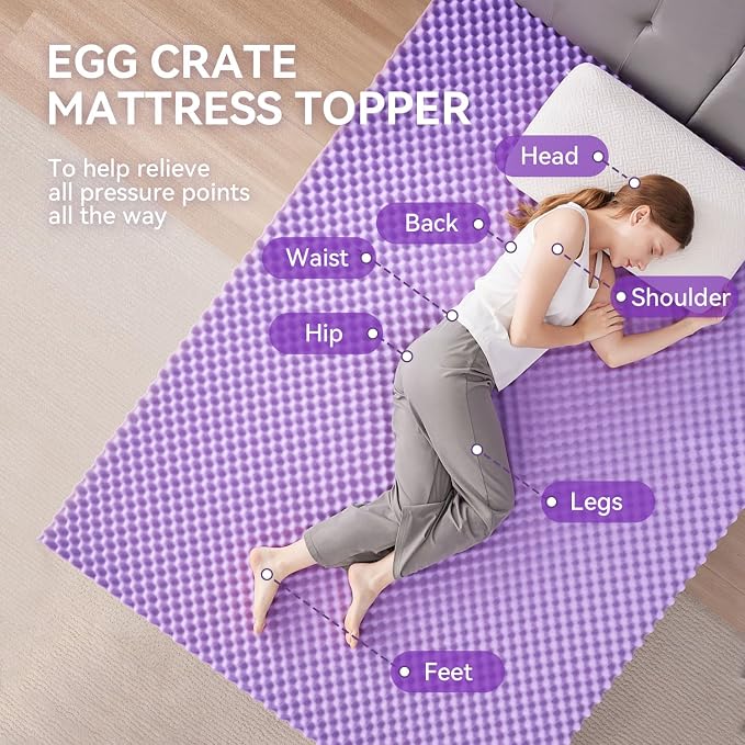 SINWEEK 3 Inch Egg Crate Memory Foam Mattress Topper Twin Size, Soft Mattress - Image 2