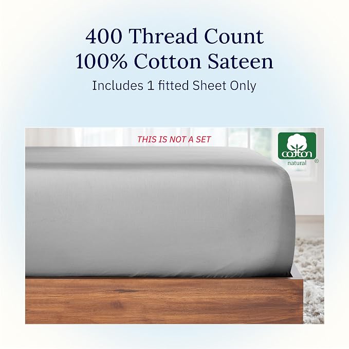 California Design Den Twin XL Bed Fitted Sheet, Soft 400 Thread Count 100% - Image 3