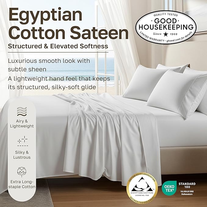 California Design Den 100% Egyptian Cotton Pillowcases Standard Set of 2 - Image 3
