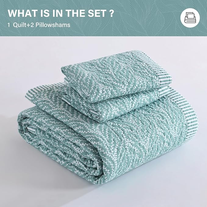 SahSahCasa Quilt Set King Size, 100% Cotton Quilt Bedding Set Bedspread - Image 7