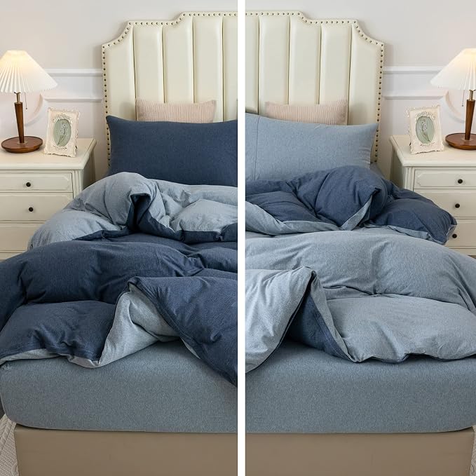 PURE ERA Jersey Knit Duvet Cover Set 100% T-Shirt Cotton Super Soft Comfy 3pc - Image 5