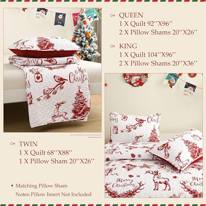 Exclusivo Mezcla Reversible Christmas Quilts Twin Size - Image 6