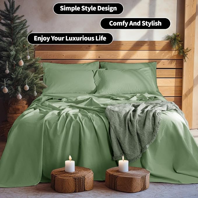 LBRO2M 100% Pure Linen Sheet Set Deep Pocket Up to 16" Bed Sheets Sets - Image 8