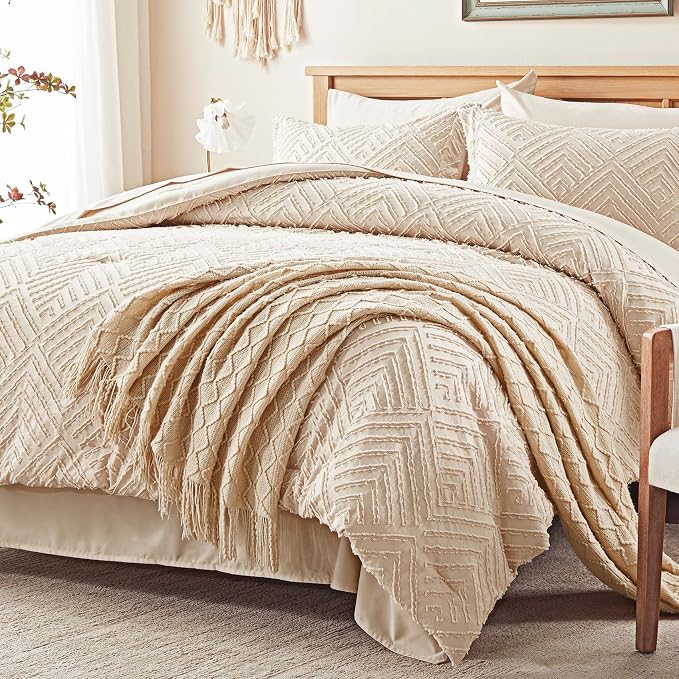 Zzlpp Queen Comforter Set 7 Pieces, Tufted Boho Bedding Set - Image 2