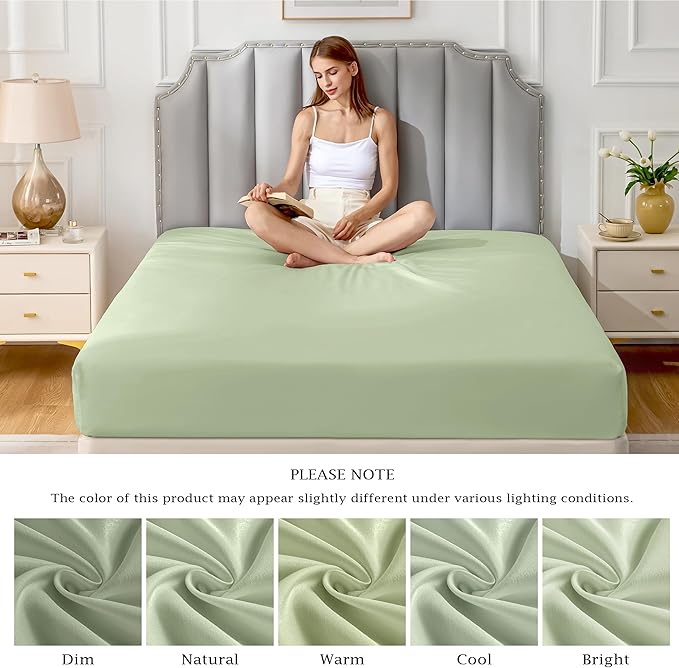 FreshCulture Pure Cotton Fitted Sheets Queen Size, 300 Thread Count Percale - Image 7