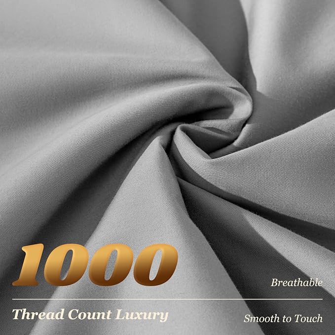 LBRO2M 1000 Thread Count 100% Egyptian Cotton Sheets Set, Full Size Bed Sheet 4 - Image 3