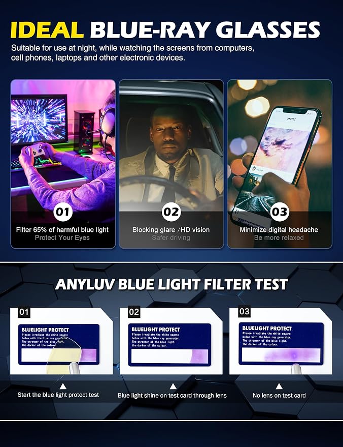 ANYLUV Blue Light Blocking Glasses Men Computer Gaming Glasses Lightweight - Image 5
