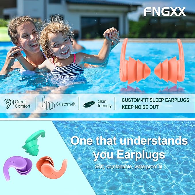 Kids Swimming Ear Plugs, 3 Pairs Waterproof Reusable Silicone Child Swim - Image 7
