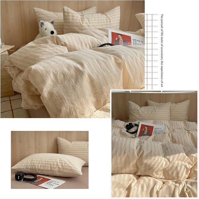 mixinni Retro Striped Duvet Cover Set Twin Size - Image 9