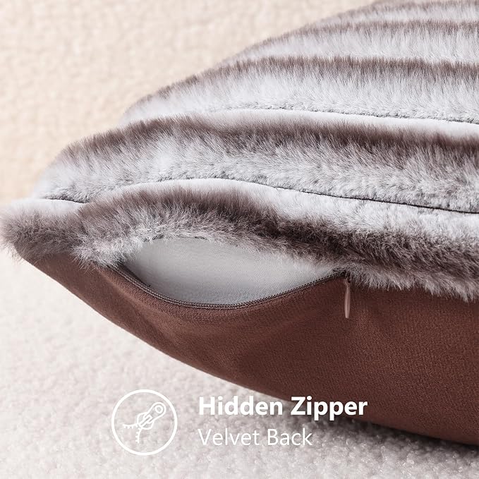decorUhome Cozy Faux Fur Throw Pillow Covers 12x20 Set of 2 Decorative Soft - Image 8