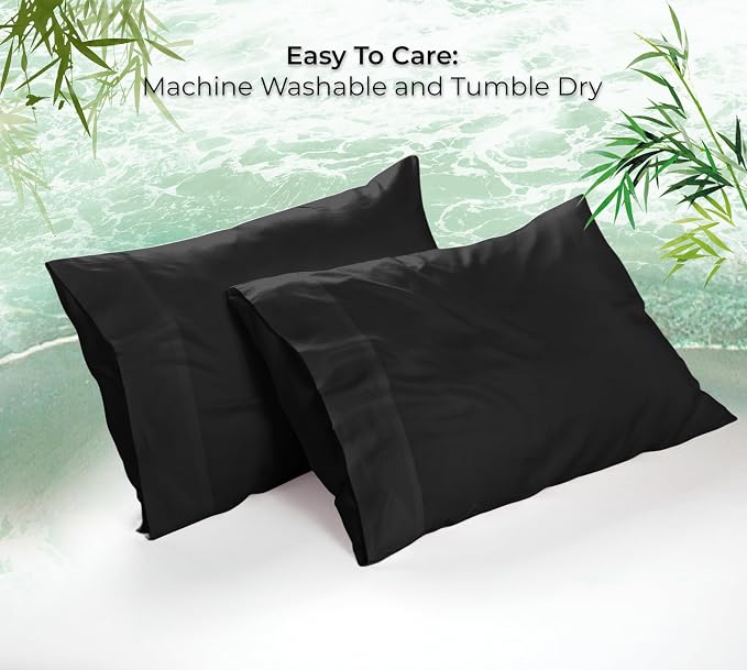 Royale Linens Cooling Pillow Cases King Size Set of 2-100% Rayon Derived from - Image 9