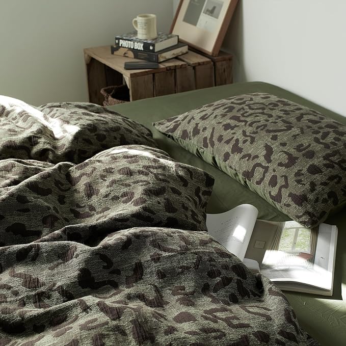 mixinni Leopard Duvet Cover King Size, Premium Yarn-Dyed Jacquard Cotton Duvet - Image 6