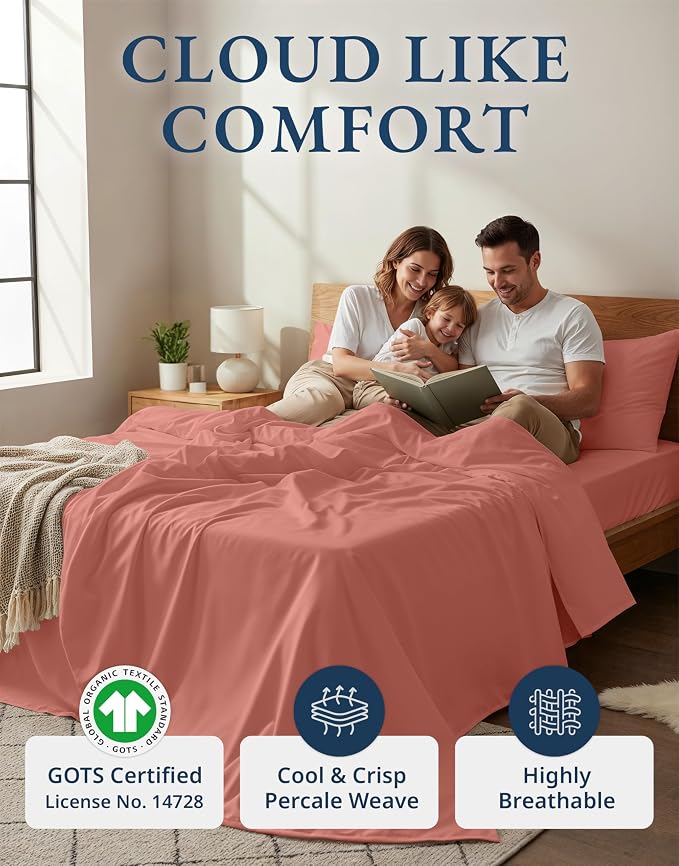 LANE LINEN 100% Organic Cotton Full Sheets Set, 4-Piece Pure Organic Cotton - Image 2