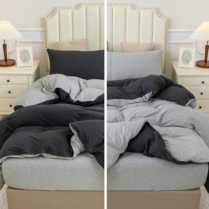 PURE ERA Jersey Knit Duvet Cover Set 100% T-Shirt Cotton Super Soft Comfy 3pc - Image 5