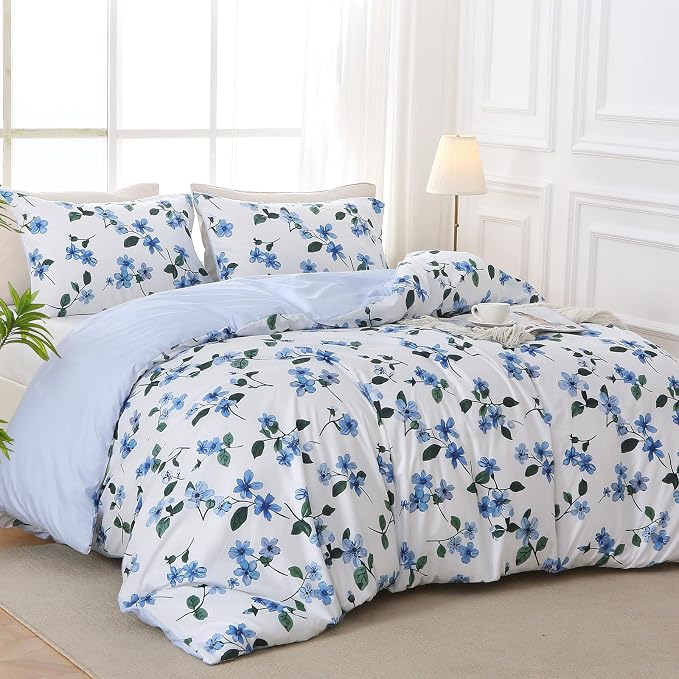 MUXHOMO Duvet Cover Queen Size, Reversible Vintage Floral Duvet Cover Set - Image 3