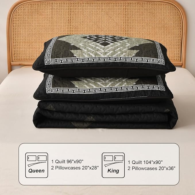 Dintszyayue Boho Quilt Set King Size, 3 Pieces Texture Southwestern Bedding Set - Image 8