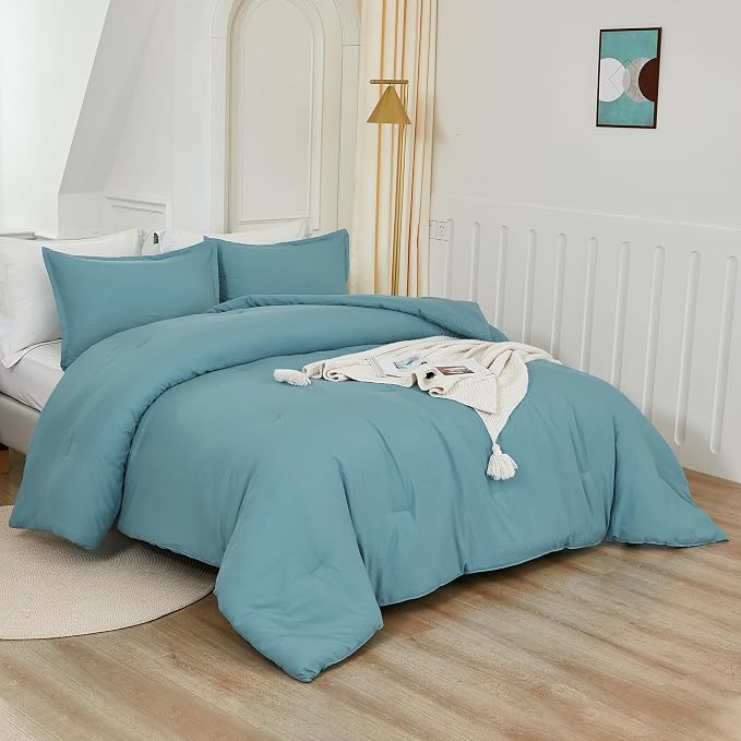 Litanika Grayish Teal Comforter Set Twin/Twin XL Size, 2 Pieces Lightweight - Image 5