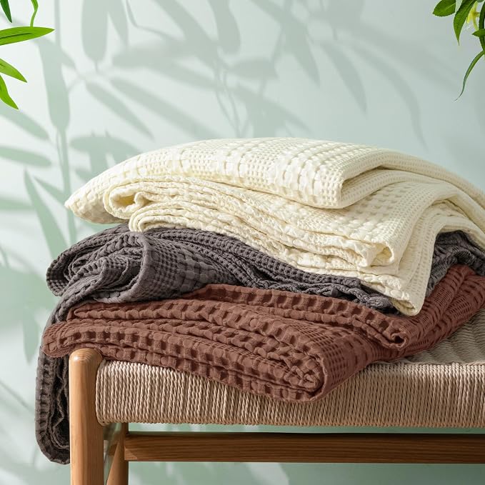 PHF Cooling Waffle Blanket Twin Size, Lightweight 60% Rayon from Bamboo & 40% - Image 6