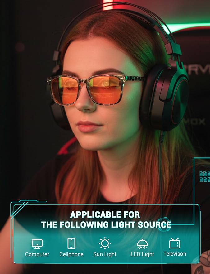 TIJN Blue Light Blocking Glasses Dual AR Coatings Amber Orange Lens - Image 3